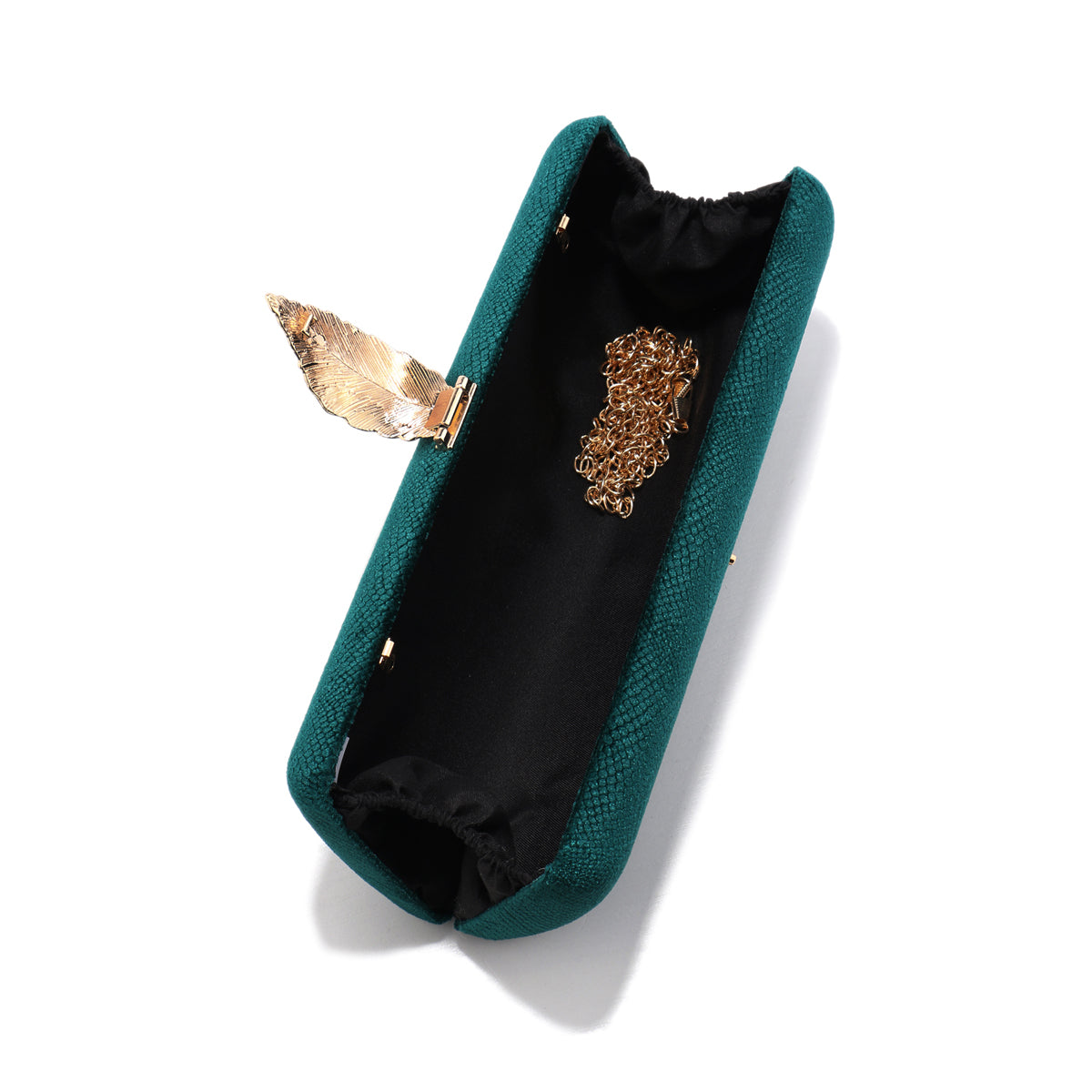 GOLD LEAF GREEN VELVET CLUTCH