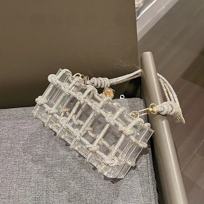 SILVER CRYSTAL HANDBAG