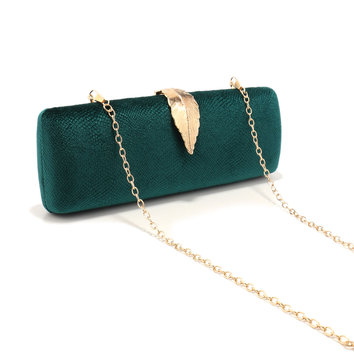GOLD LEAF GREEN VELVET CLUTCH