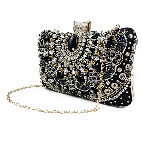 LUXURY BLACK STONES CLUTCH