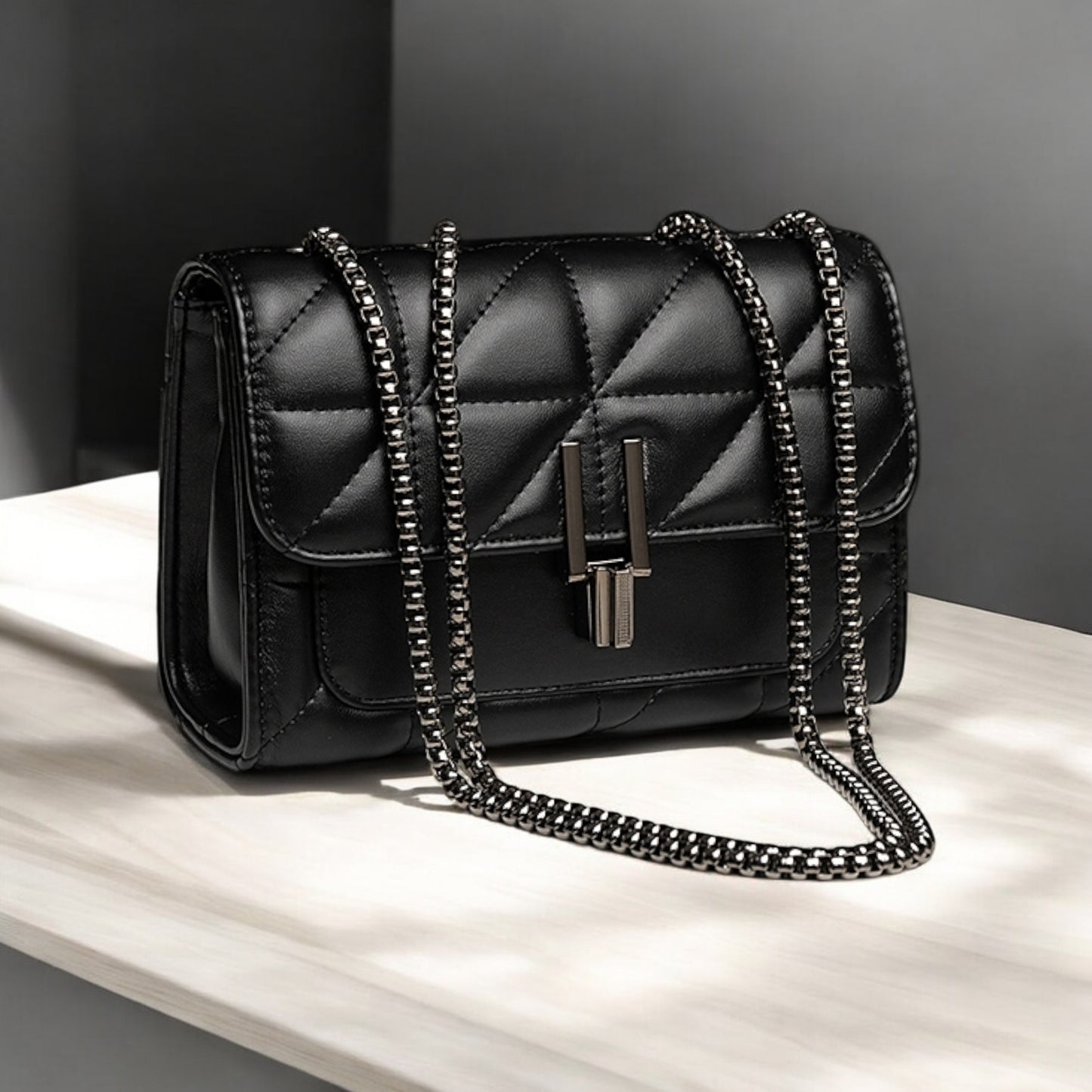 BLACK CROSS DIAGONAL SHOULDER BAG