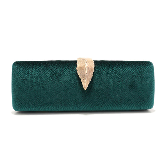 GOLD LEAF GREEN VELVET CLUTCH