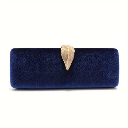 GOLD LEAF VELVET BLUE CLUTCH