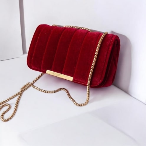 RED VELVET CROSSBODY BAG