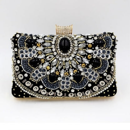 LUXURY BLACK STONES CLUTCH