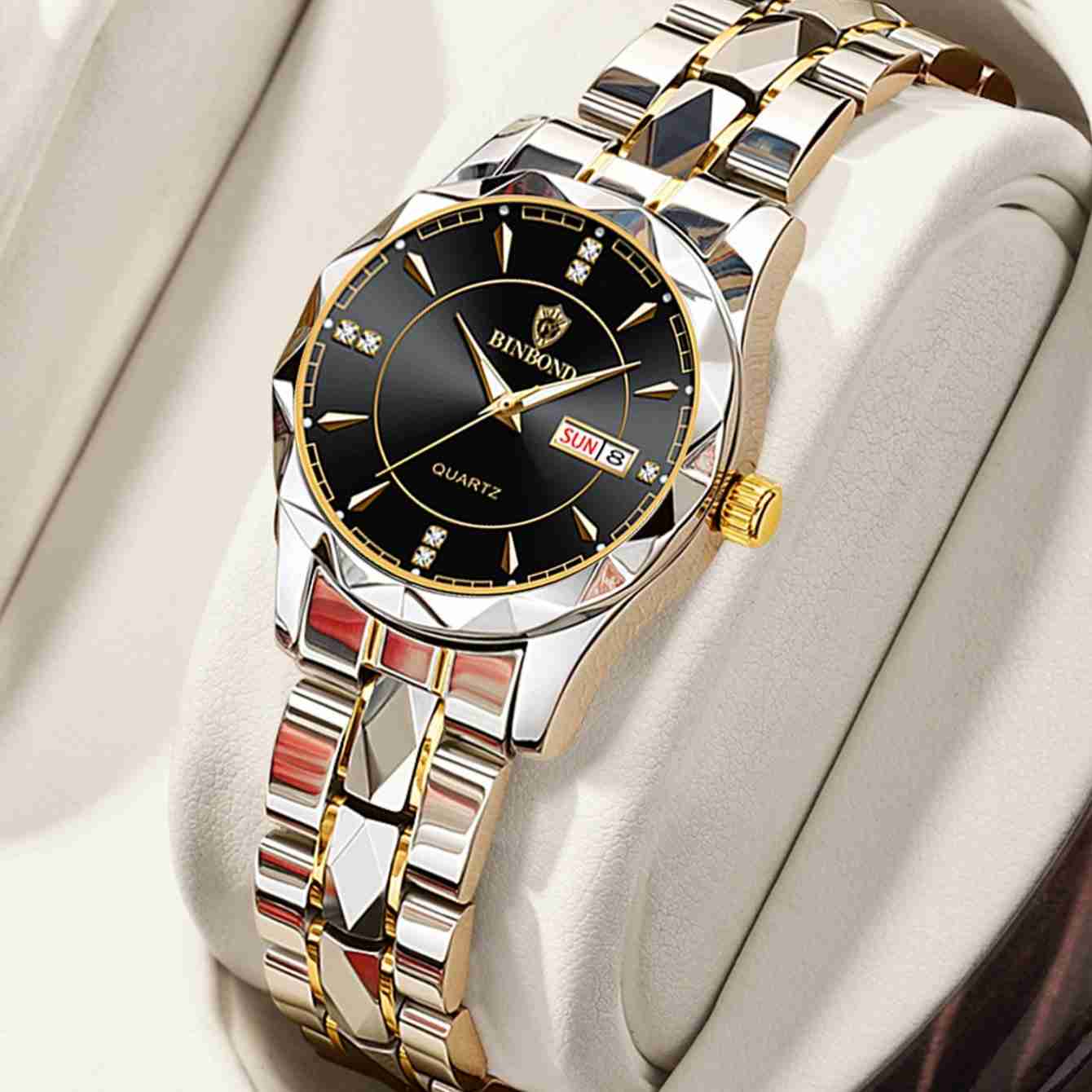ELEGANT GOLD BLACK WOMEN WATCH