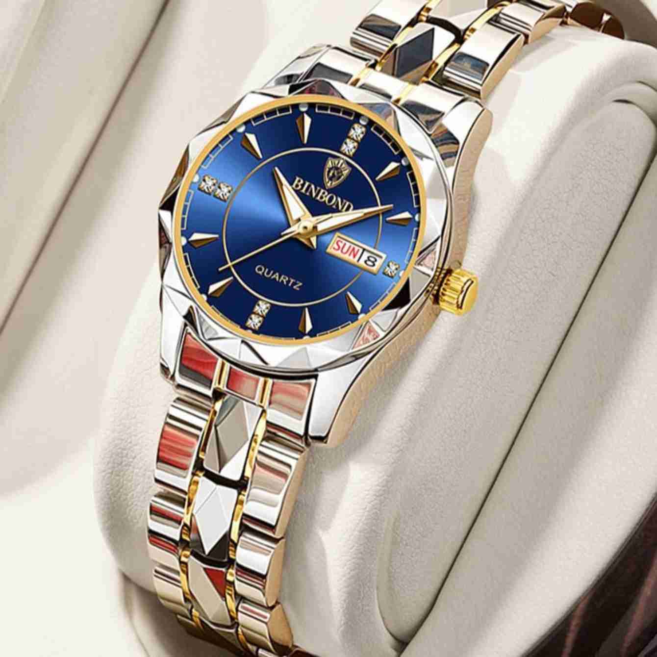 ELEGANT GOLD BLUE WOMEN WATCH