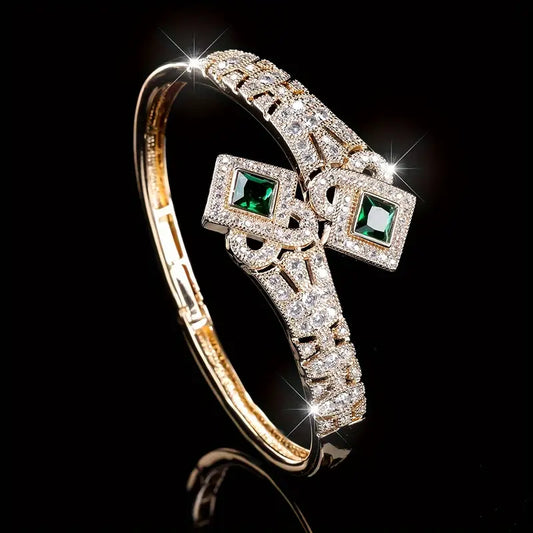 EMERALD GOLD CUFF BANGLE