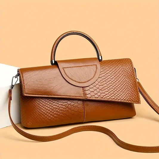 BROWN CROCODILE HANDBAG