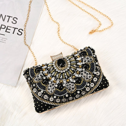 LUXURY BLACK STONES CLUTCH