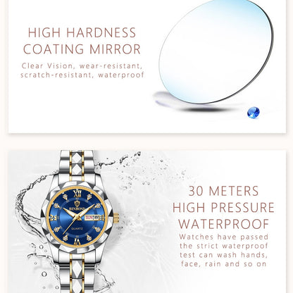ELEGANT GOLD GREY WOMEN WATCH
