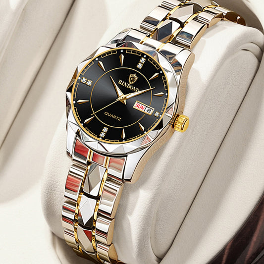 ELEGANT GOLD BLACK WOMEN WATCH