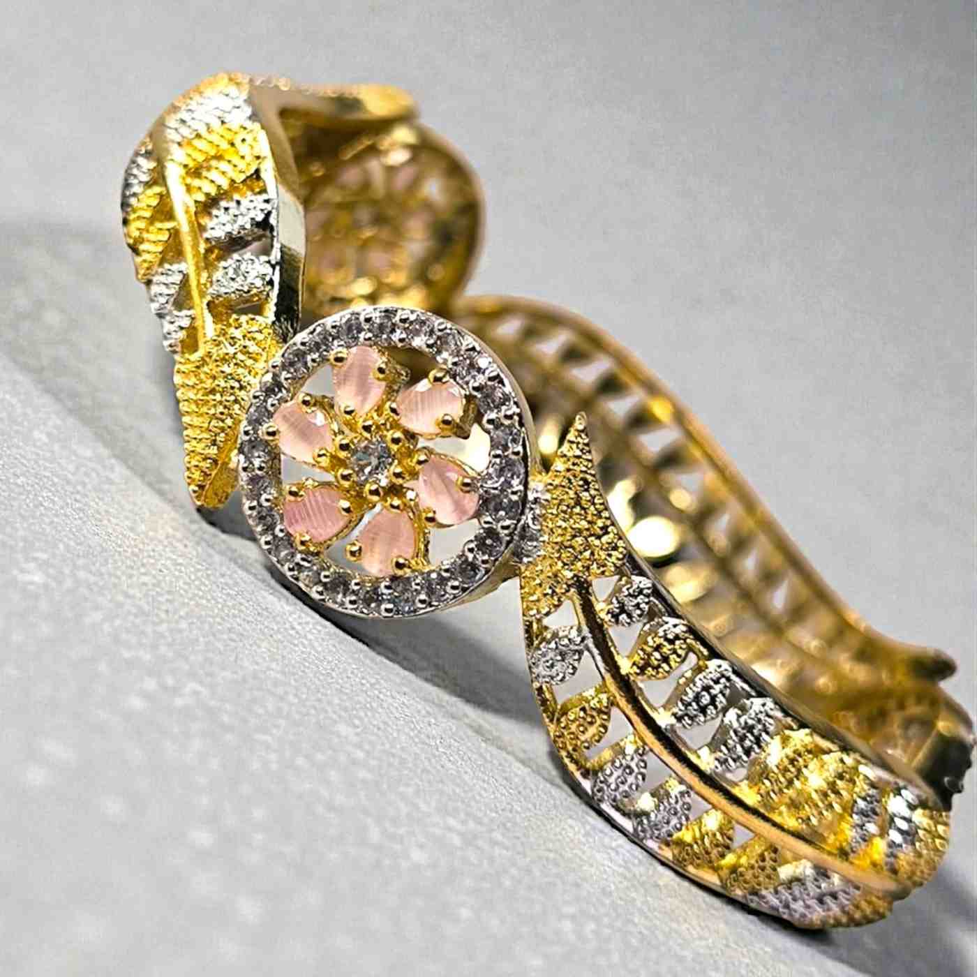 GOLD & SILVER FLOWER BANGLE