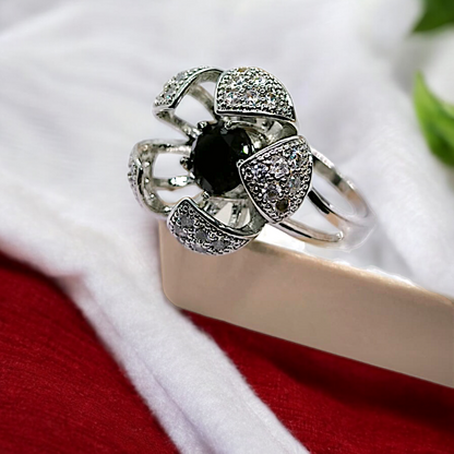 ROUND BLACK ZIRCON RING