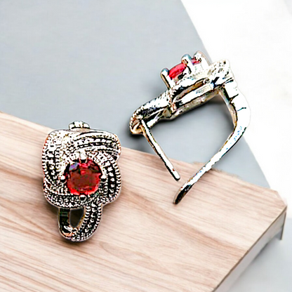 PAVE RED EARRINGS