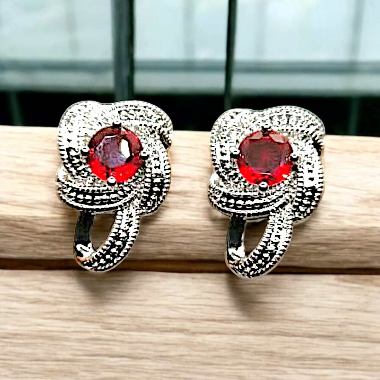 PAVE RED EARRINGS