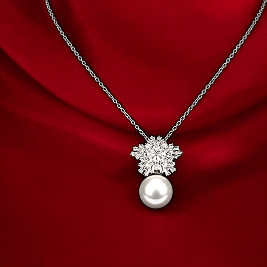 FLOWER PEARL PENDANT (Chain included)