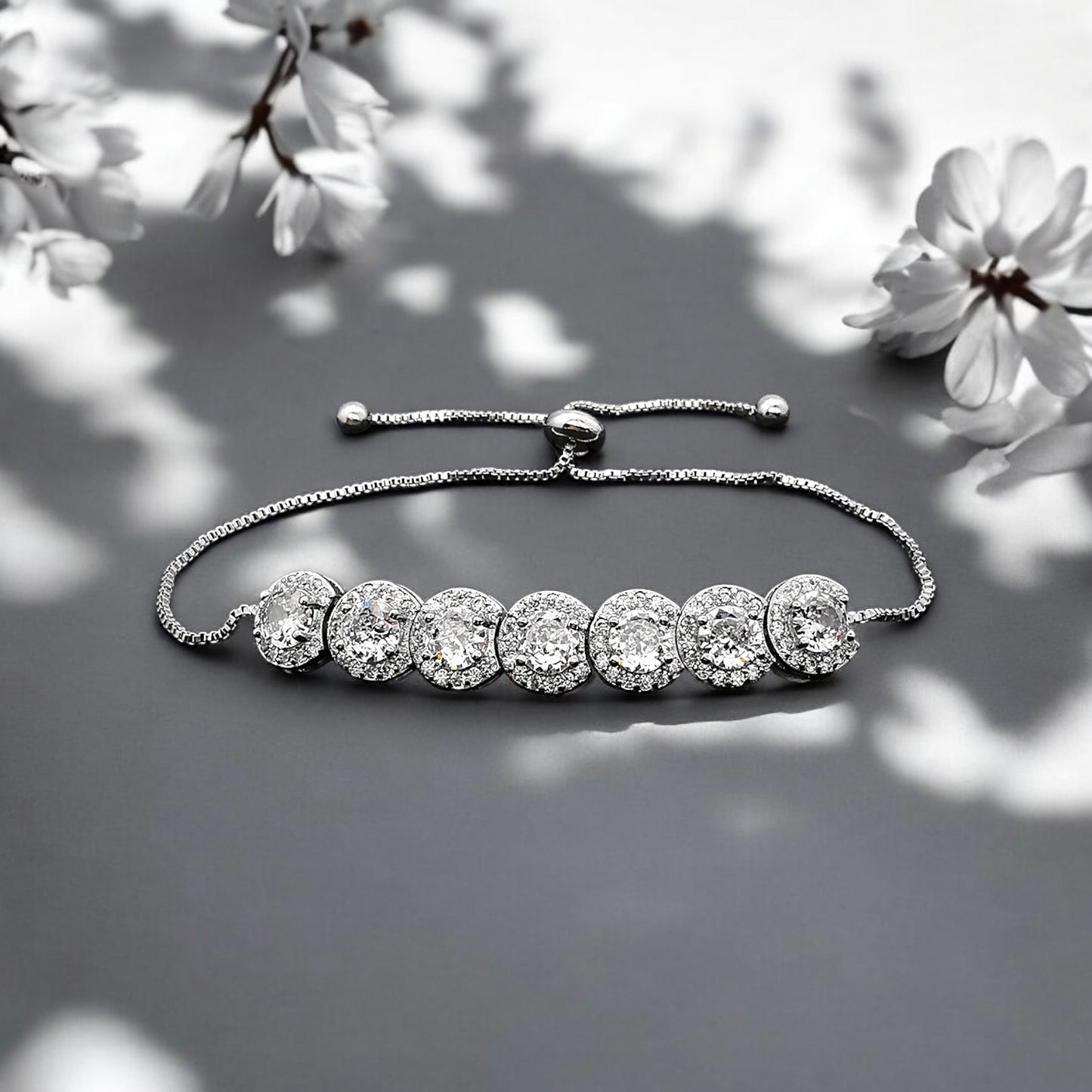 SILVER TENNIS ADJUSTABLE BRACELET