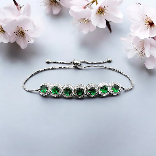 GREEN TENNIS ADJUSTABLE BRACELET