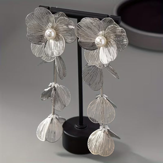 PEARL SILVER FLOWER EARRINGS